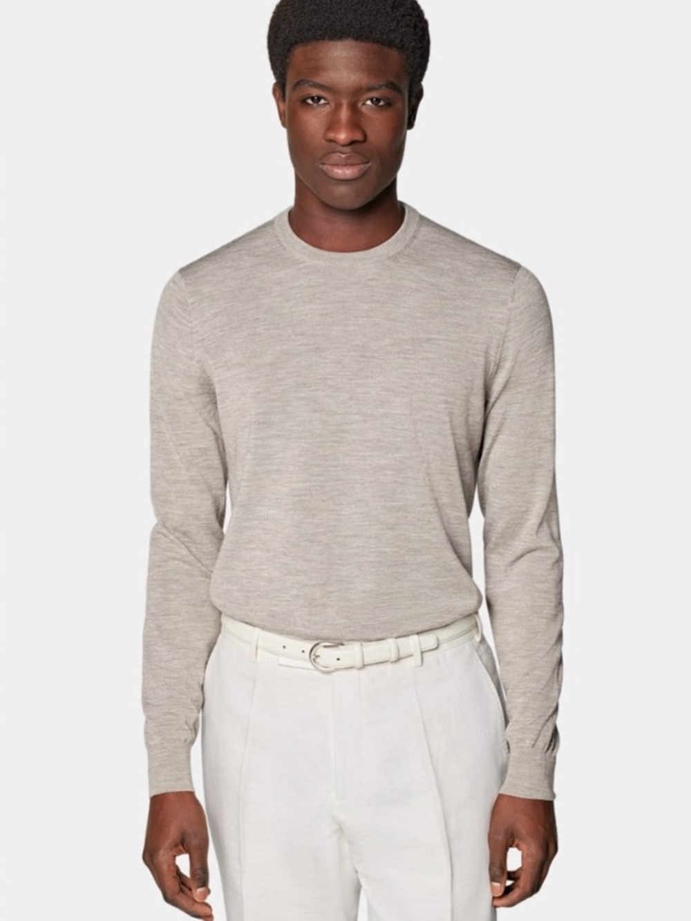 Suitsupply Merino Wool Crewneck Sweater Cream